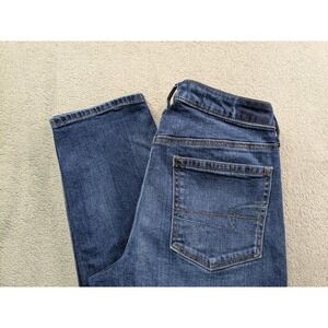 American Eagle Vintage Hi-Rise Stretch Straight Leg Jeans Dark Wash Size 8 Long